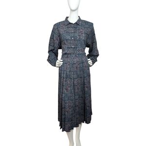 Vintage Jaeger Wool Shirt & Pleated Skirt Set | Bohemian, Dark Academia | Size M